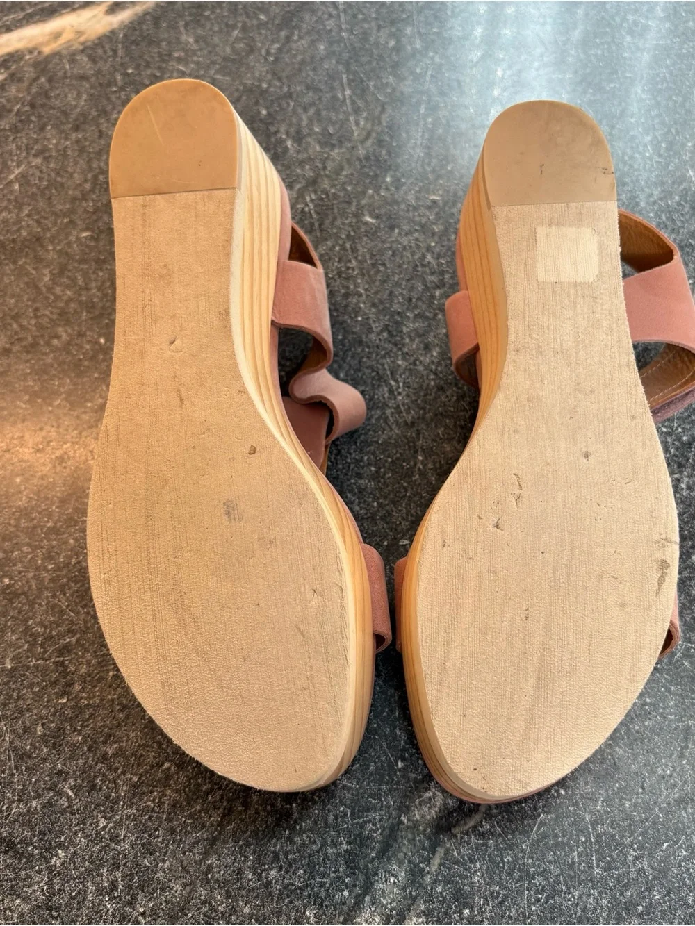 COCLICO Dusty Rose Platform Sandal with Wood-Look Wedge